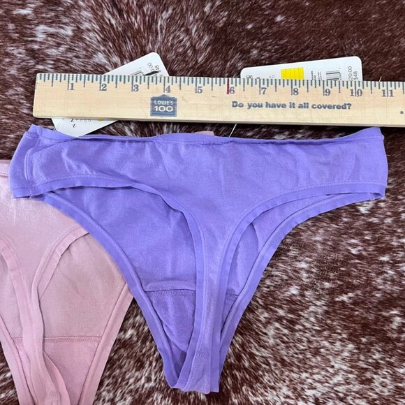 Natori Bliss Bare Cotton Thong 2-Pack Rose Mist & Violet Blue M - Picture 4 of 8